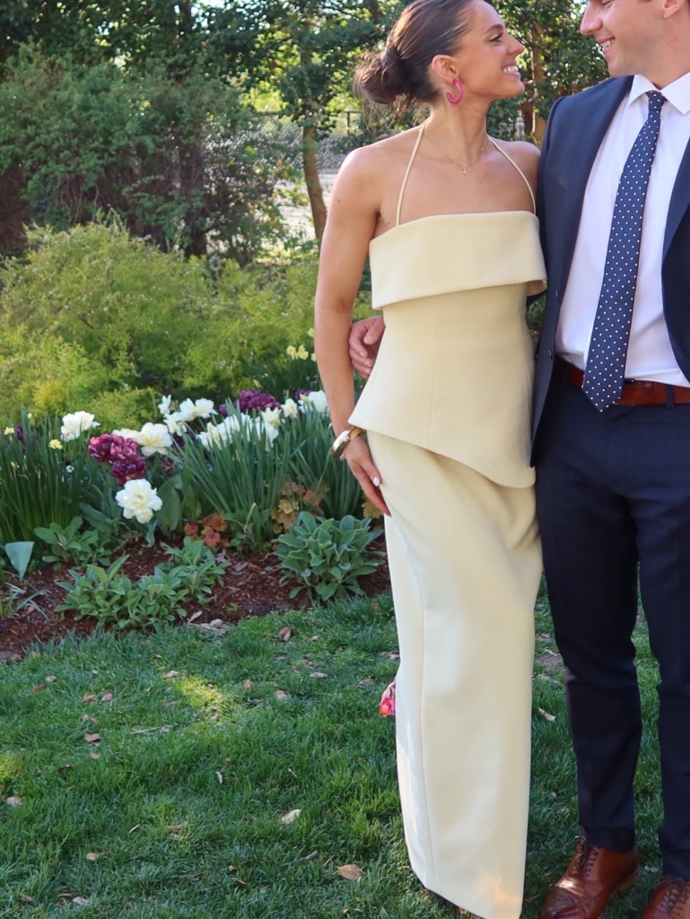 Club L London Strapless Pale Yellow Column Gown - Picture 4 of 4